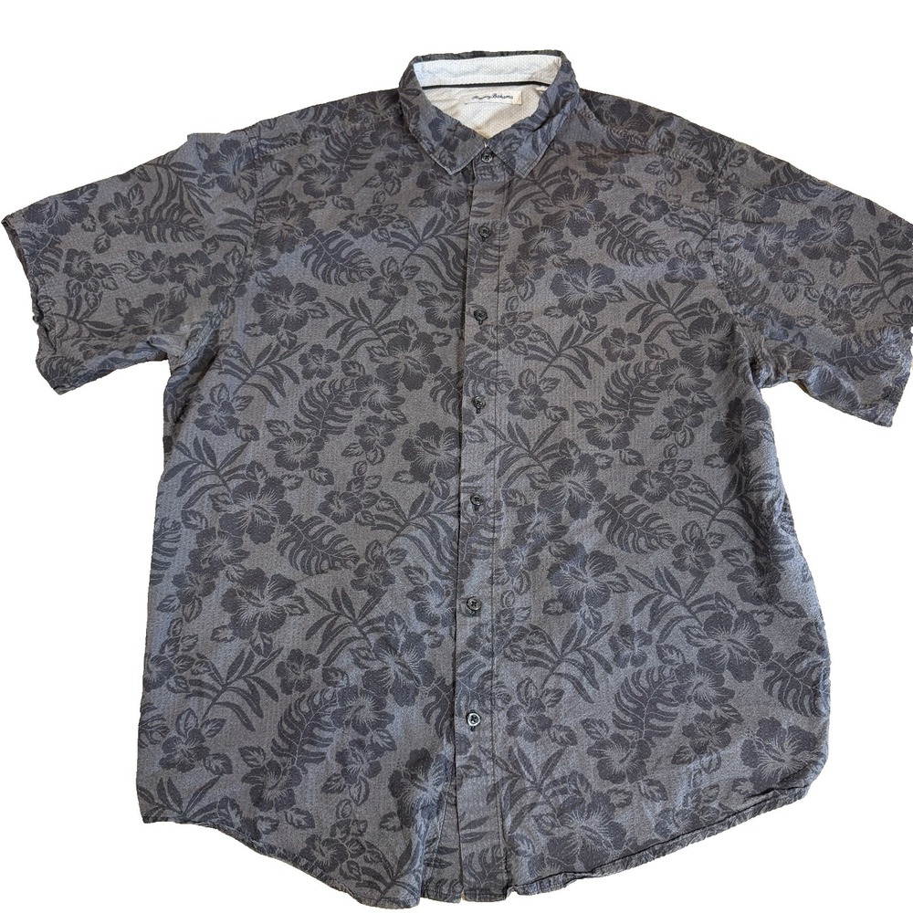 Tommy Bahama XL Tropical Short Sleeve Mens 100% Pima Cotton Button Down Shirt